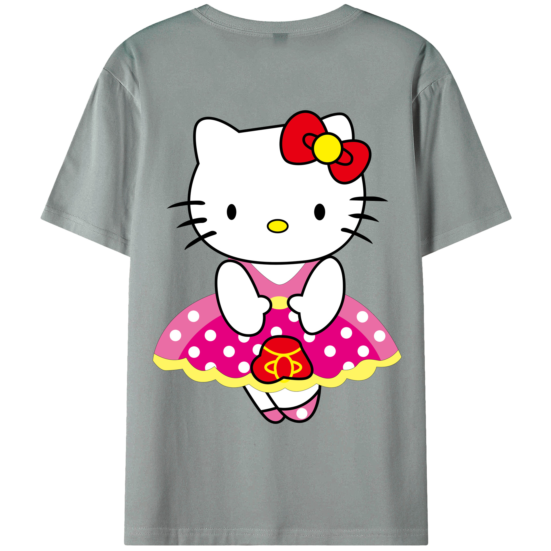 （画像用） Hello Kitty ハローキティ 綿100％ メンズ半袖Tシャツ（バックプリント） 通気性
